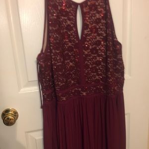 Garnet sequin key hole dress